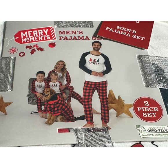 Merry Moments Men's Christmas Pajama Set 2 Piece Plaid Pants Graphic Top Family - Picture 3 of 4